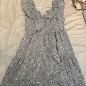 Floral Blue Ruffle Dress